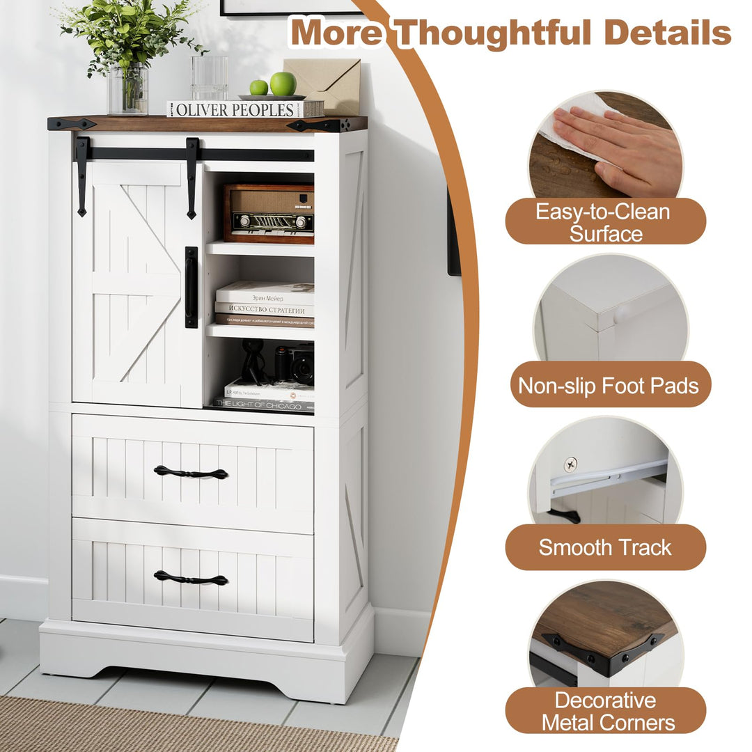 Farmhouse Bathroom Floor Cabinet Freestanding Wooden Storage Organizer