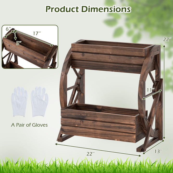 Giantex Wooden Wagon Planter Box for Patio Garden Balcony