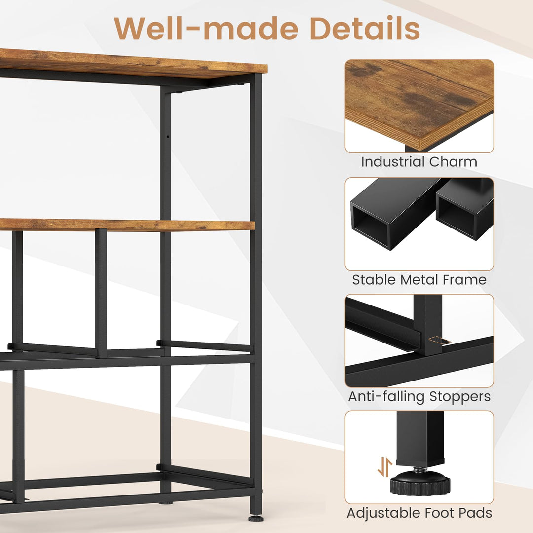 Giantex TV Stand for 45 Inch TV | 5 Fabric Drawer Entertainment Center with Open Shelf