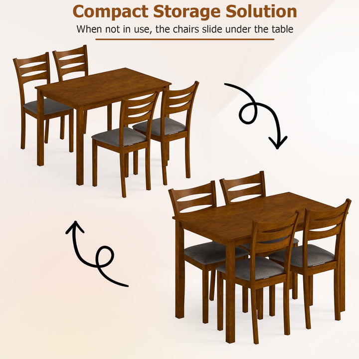 Giantex Rectangular Kitchen Table Set w/ 4 Upholstered Chairs