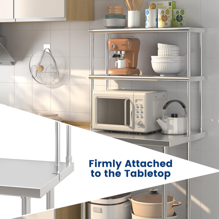 Giantex Stainless Steel Table with Overshelf, 36"×24"