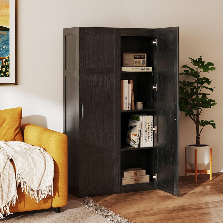 Giantex Narrow Farmhouse Freestanding Bathroom Cabinet with 4 Shelves