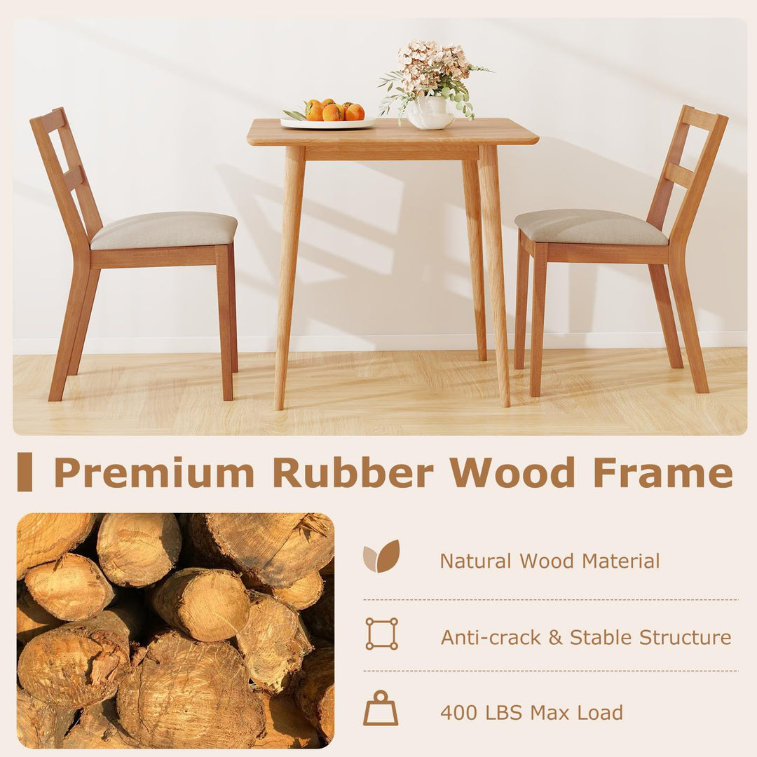 Giantex Wooden Dining Chairs Set of 2/4 Farmhouse Upholstered Kitchen Chairs with Rubber Wood Legs & Fabric Padded Seat