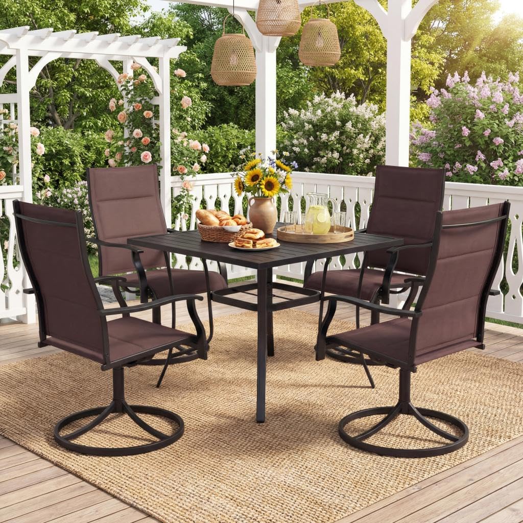 Giantex Outdoor Dining Chairs w/Padded Seat &amp; High Back