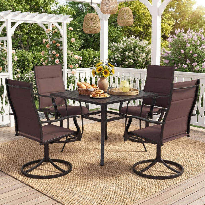 Giantex Outdoor Dining Chairs w/Padded Seat &amp; High Back