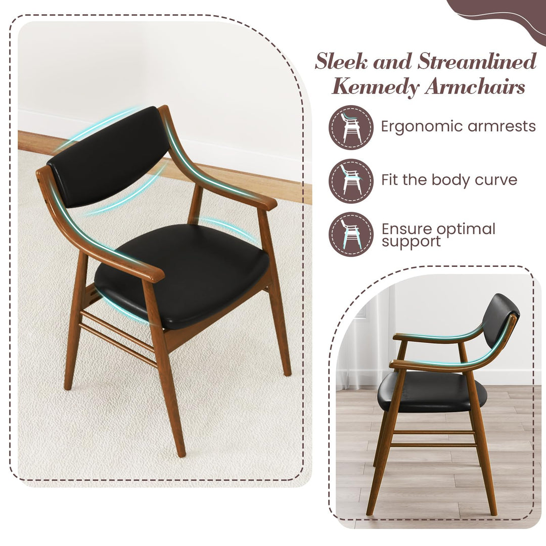 Giantex Wooden Dining Chairs Set of 2/4, PU Leather Upholstered Kitchen Chairs w/Padded Seat & Back