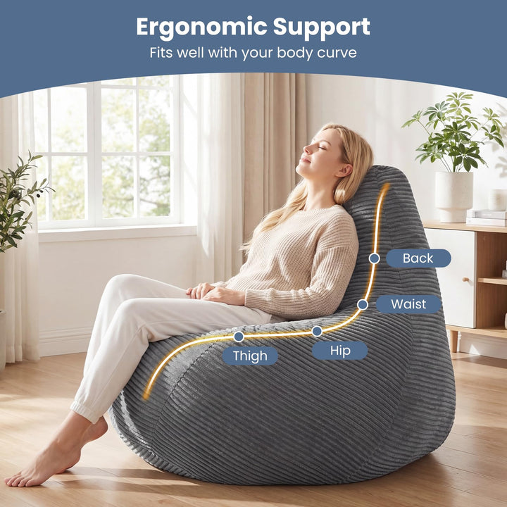 Giantex Bean Bag Chair for Adults | Accent Lazy Sofa with Skin-Friendly Corduroy Cover &amp; Soft Sponge Filling