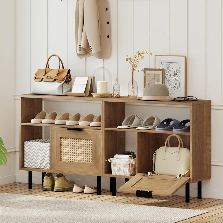 Giantex Accent Side End Table with Storage Shelf and Cabinet for Small Space