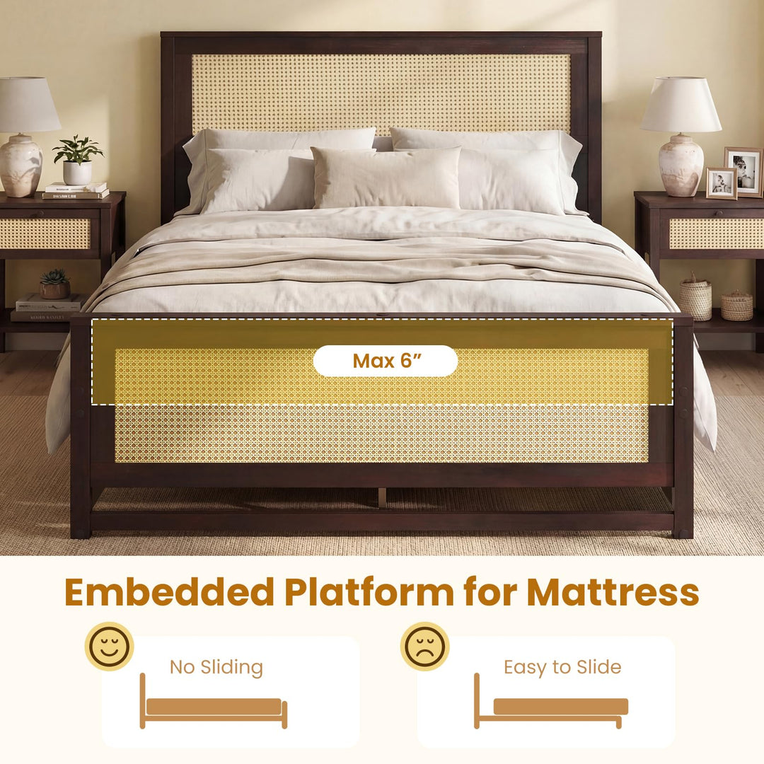 Giantex  Full/Twin Size Rattan Bed Frame with 2 Storage Drawers