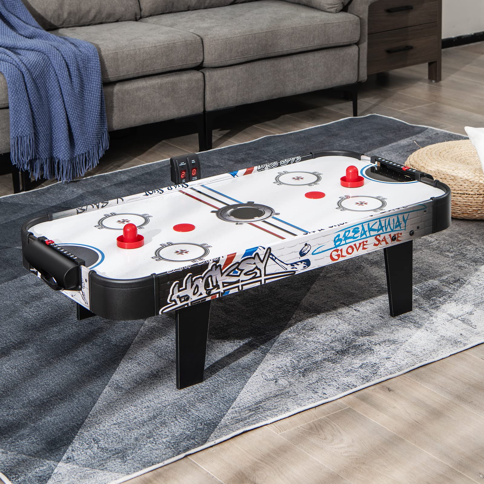 Giantex 42" Air Hockey Table, with 2 Pucks, 2 Pushers, LED Electronic Scoring