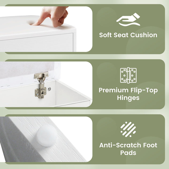Vanity Stool with Hidden Storage with Soft Seat