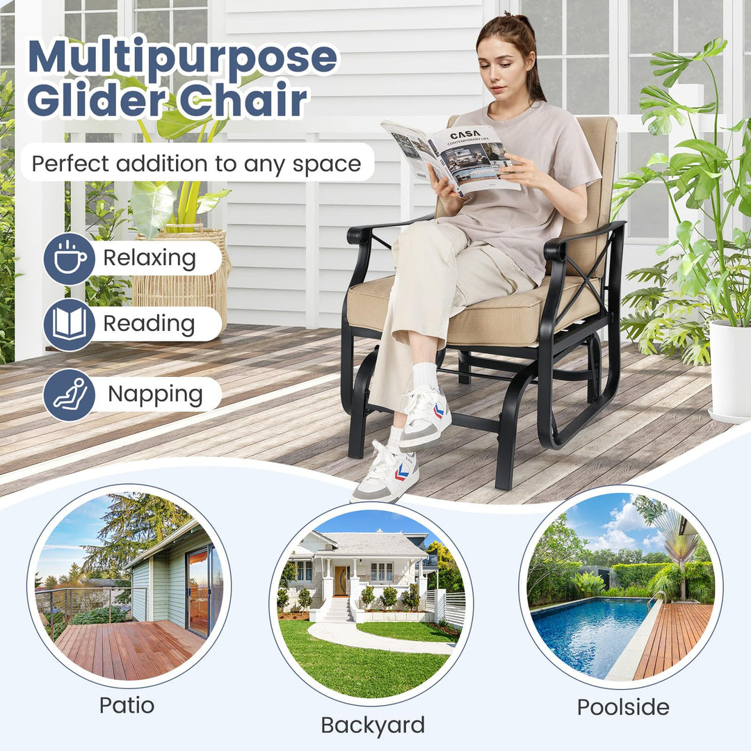 Giantex Patio Rocking Chai with Thick Removable Seat and Back Cushions