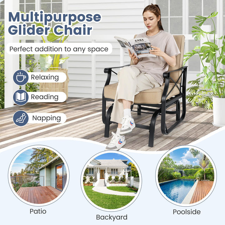 Giantex Patio Rocking Chai with Thick Removable Seat and Back Cushions