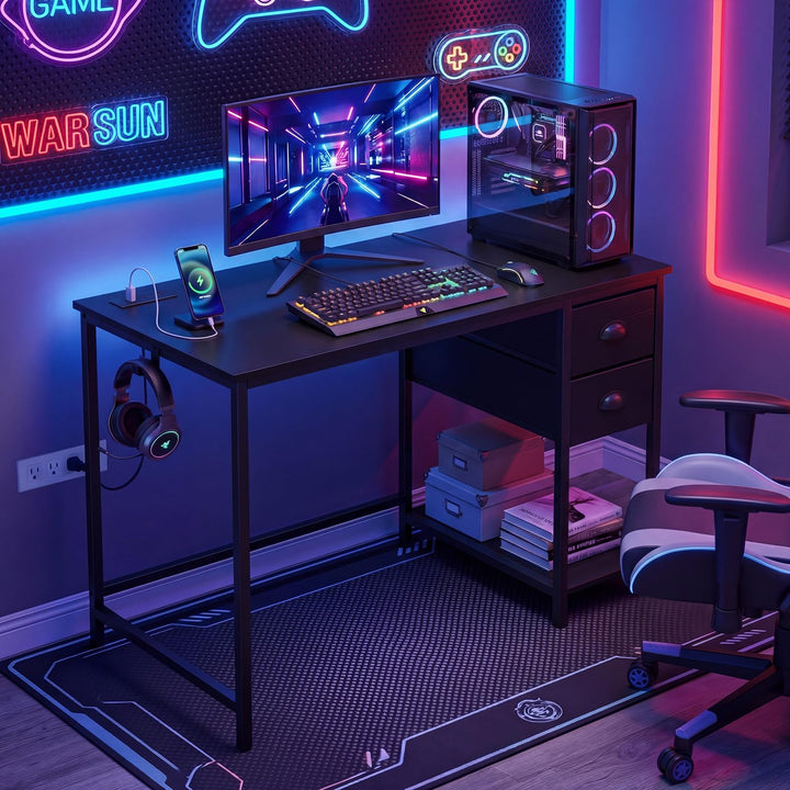 Giantex 38" Home Office Desk with Charging Station
