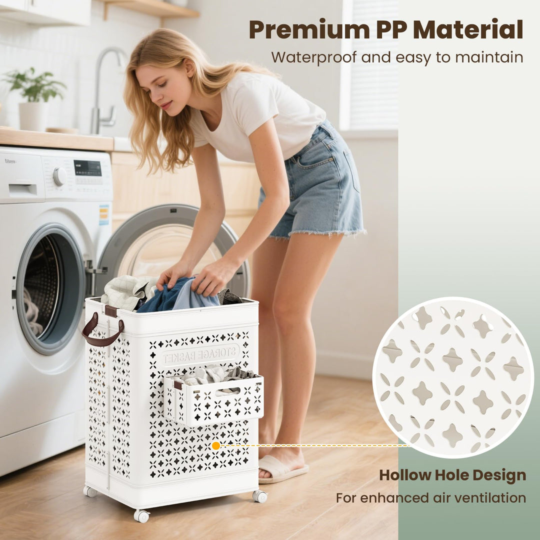 Giantex 75L Collapsible Laundry Basket with Wheels