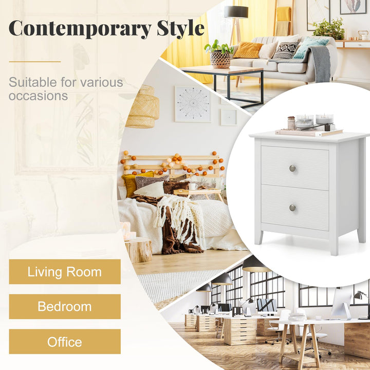 Giantex White and Black Nightstand
