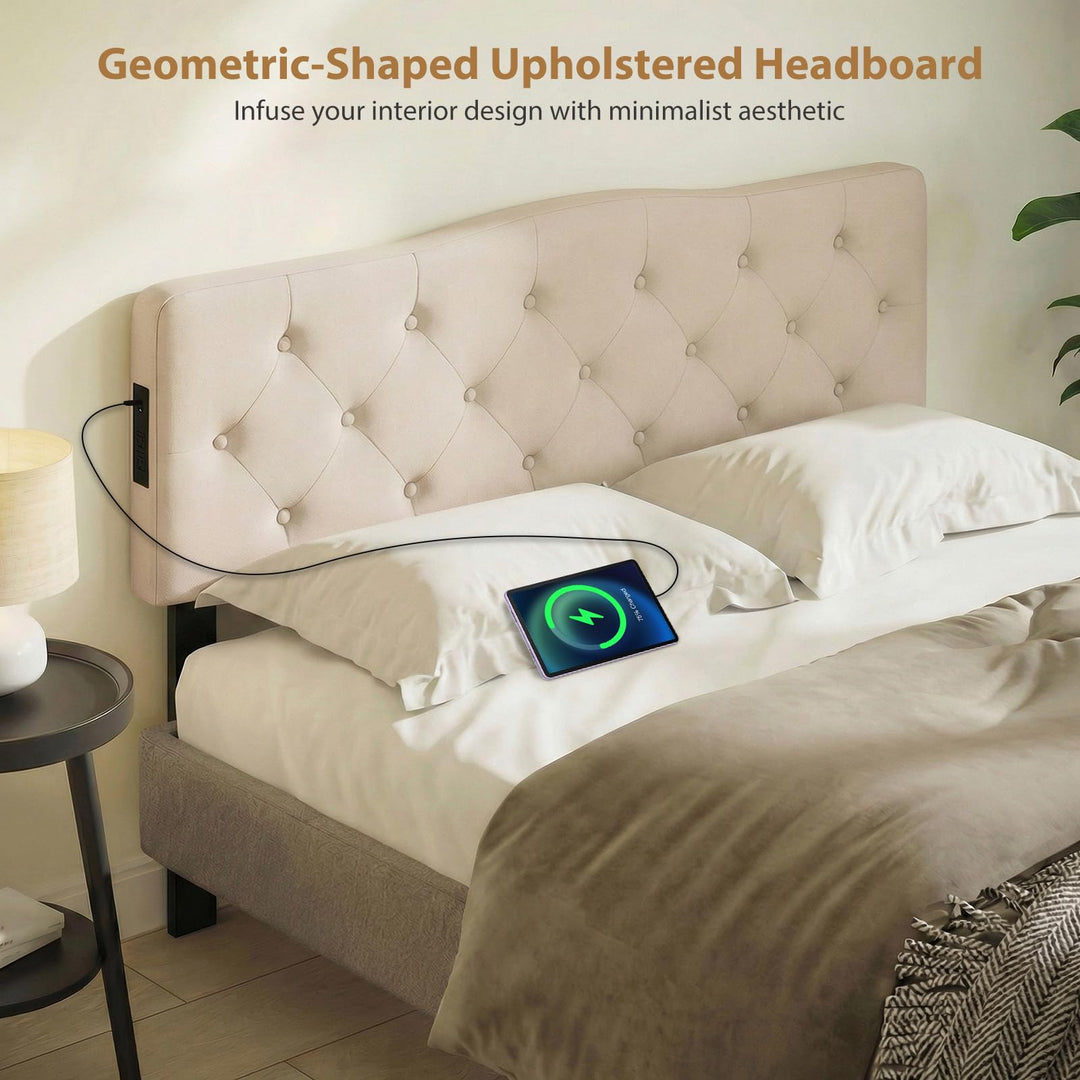 Giantex Headboard with 2 AC Outlets for Queen & Full Size Bed