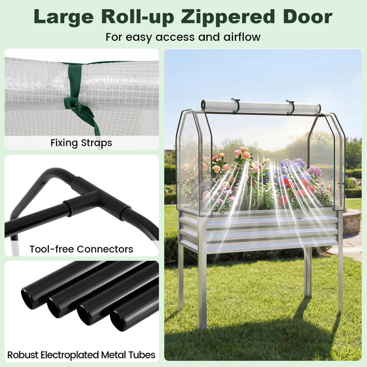 Giantex Raised Garden Bed with Legs &amp; Greenhouse Cover (1/2)