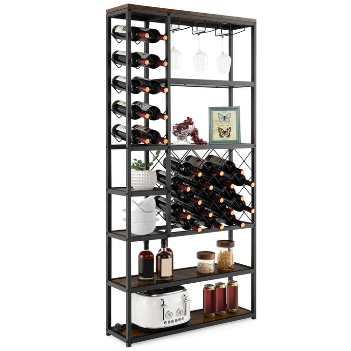 Giantex 27-Bottle Wine Rack Freestanding Floor, Industrial Metal Wine Storage Rack