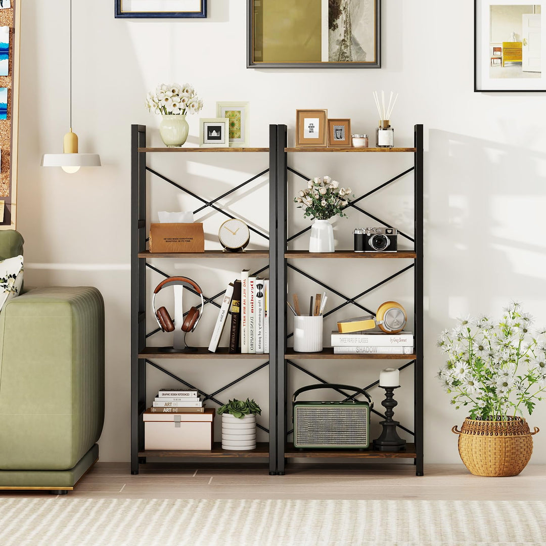 Giantex 4-Tier Bookshelf | Narrow Freestanding Display Shelf with Metal Frame (1/2)