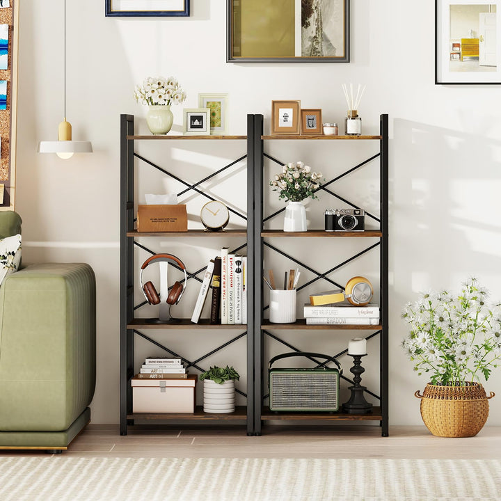 Giantex 4-Tier Bookshelf | Narrow Freestanding Display Shelf with Metal Frame (1/2)