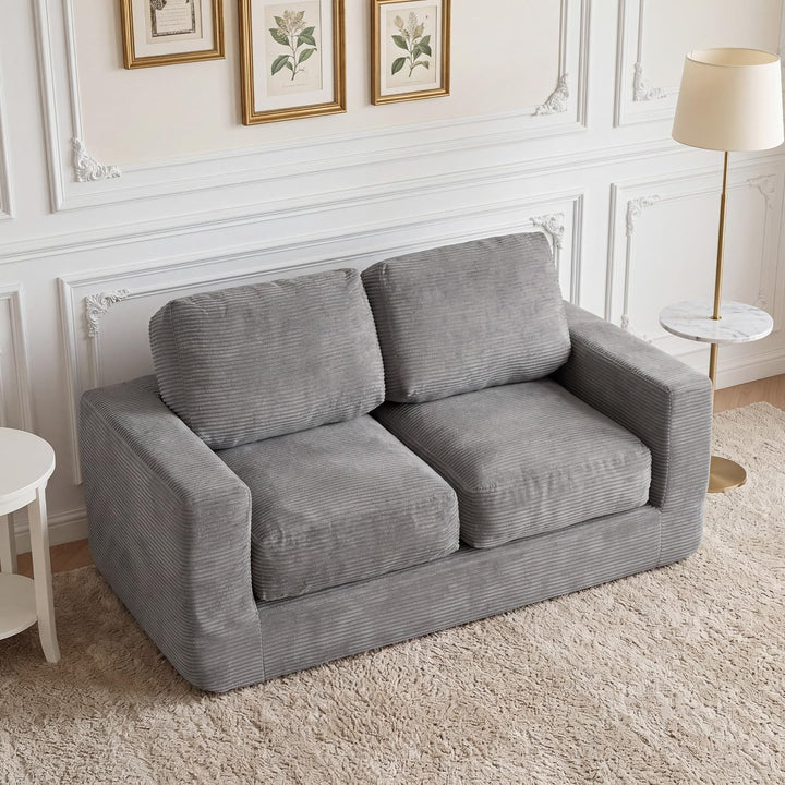 Giantex 2-Seater Floor Couch with Removable Corduroy Cover
