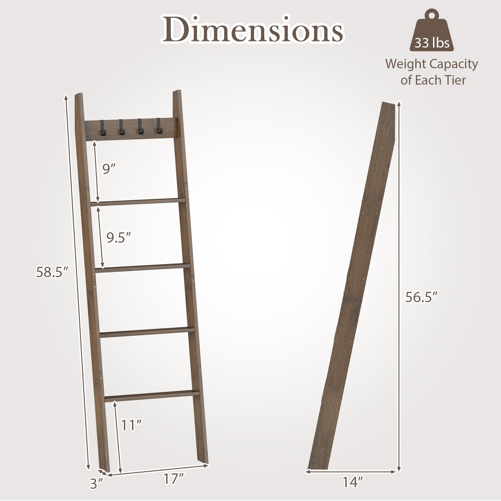 Giantex Bamboo Blanket Ladder