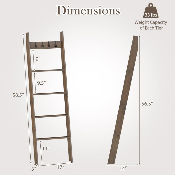Giantex Bamboo Blanket Ladder
