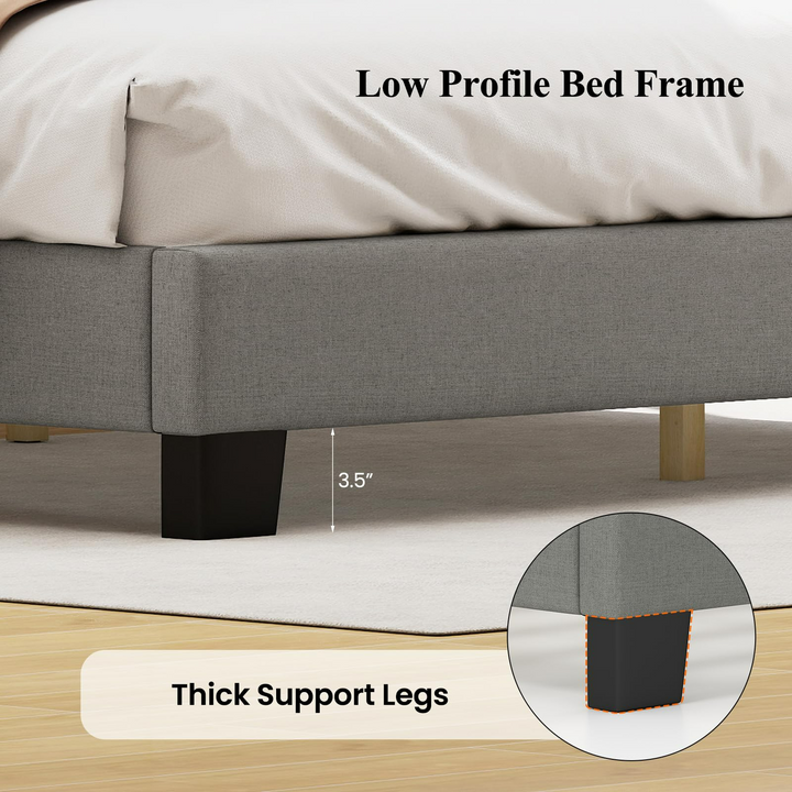 Giantex Queen Bed Frame Linen Upholstered Platform Bed with Adjustable Scalloped Tufted Headboard