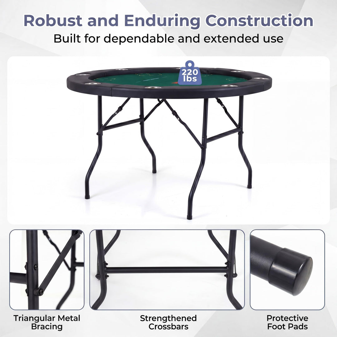 Giantex 8 Player 48" Round Texas Holdem Poker Table Foldable