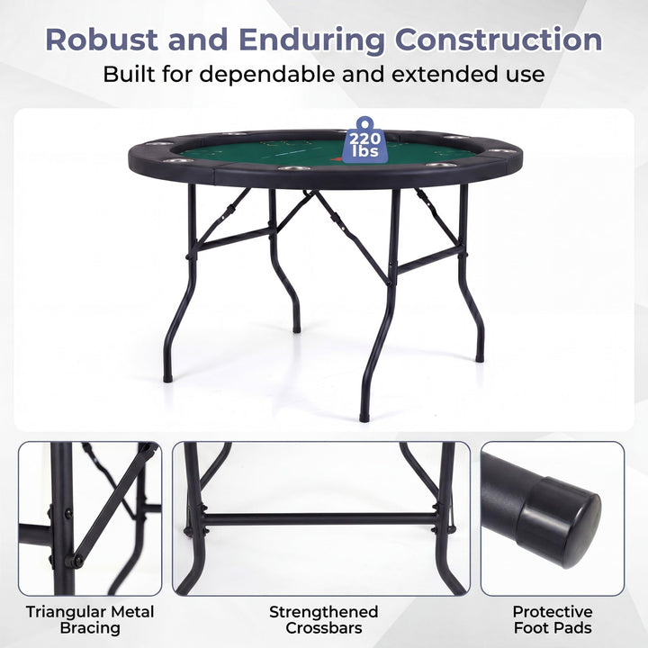Giantex 8 Player 48" Round Texas Holdem Poker Table Foldable