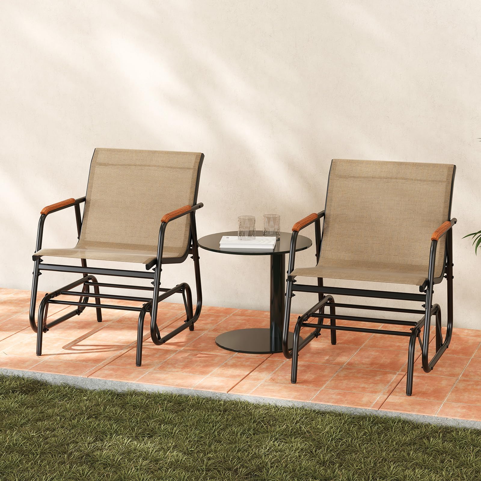 Giantex Swing Rocking Chair with Breathable Fabric Seat