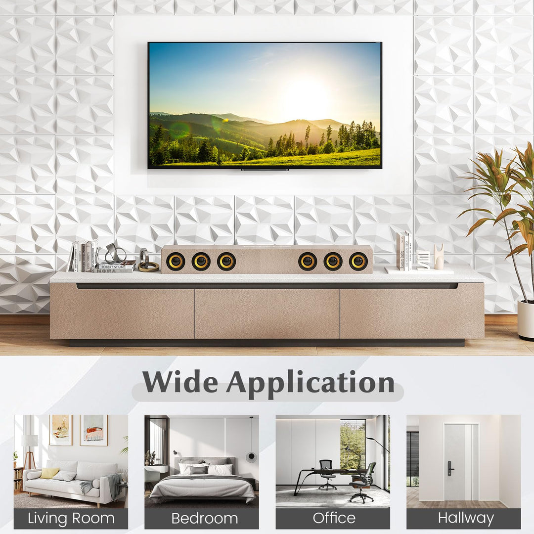 Giantex 50/100 Pack 3D Wall Panels, 12"x12" White PVC Decorative Wall Tiles