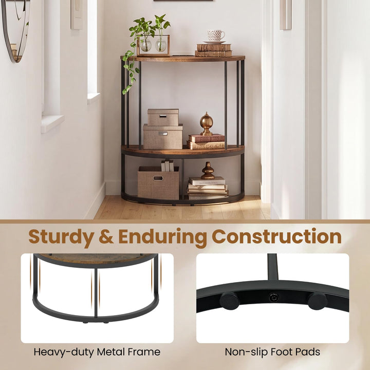 Giantex Half Moon Console Table with Outlets
