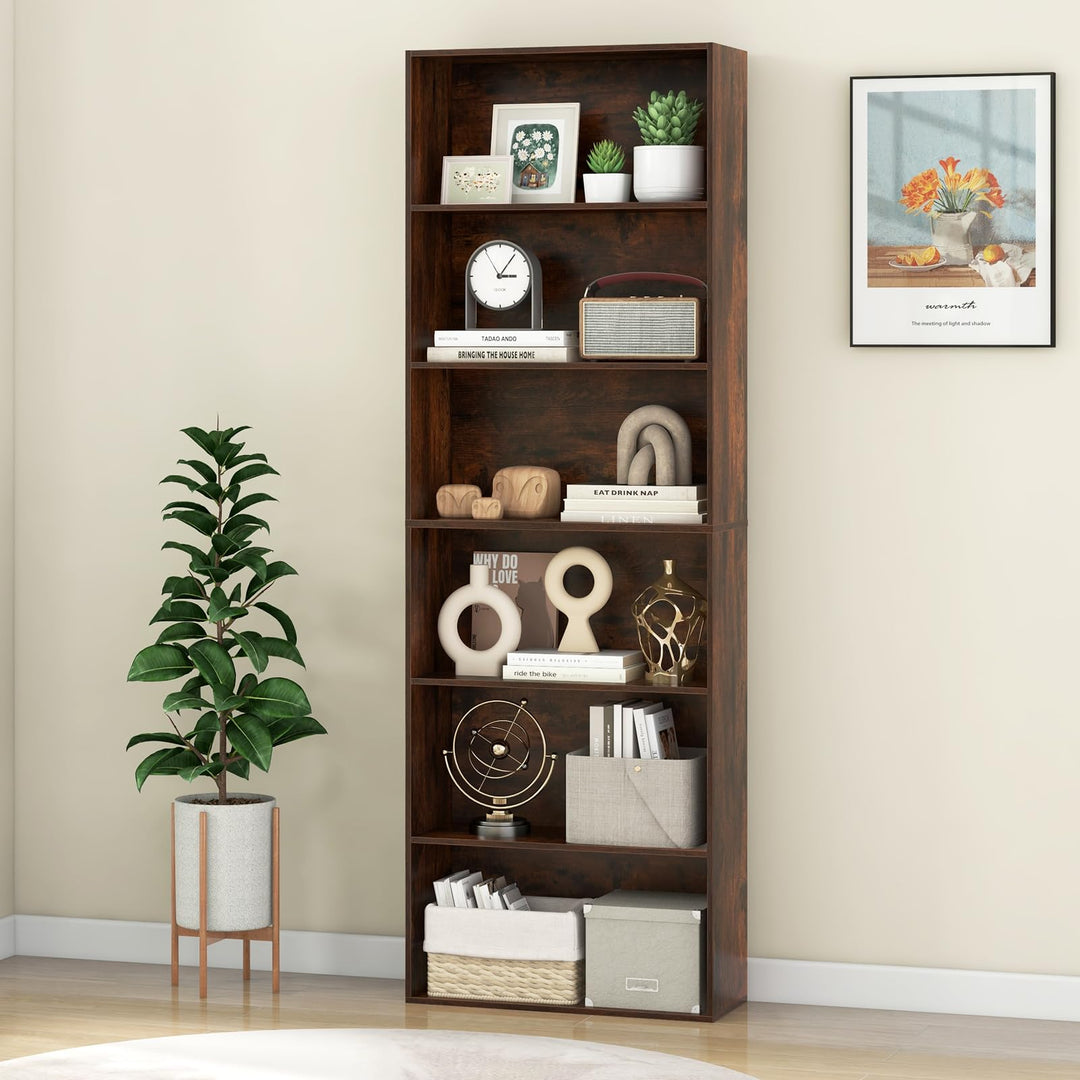 Giantex 6-Tier Bookcase, 70" Tall Wooden Bookshelf, Freestanding Storage Organizer w/Open Shelves