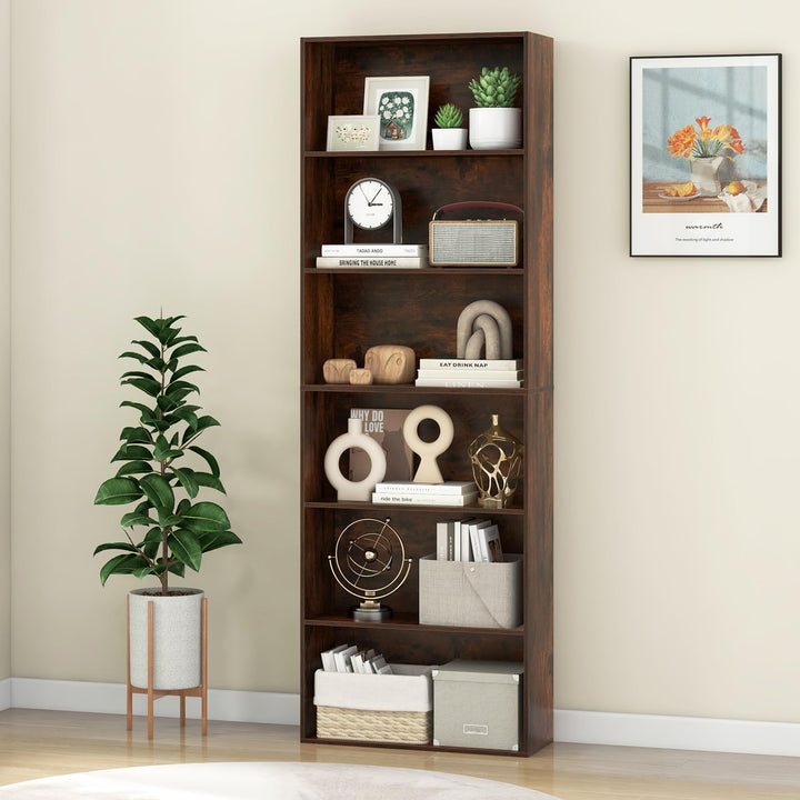 Giantex 6-Tier Bookcase, 70" Tall Wooden Bookshelf, Freestanding Storage Organizer w/Open Shelves