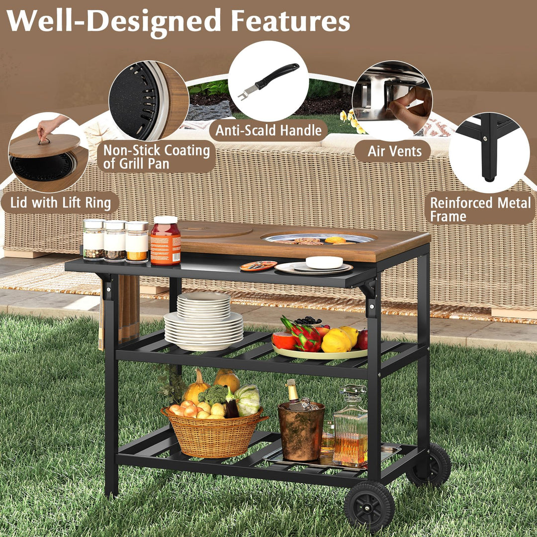 Giantex Outdoor Grill Cart with Korean BBQ Charcoal Grill