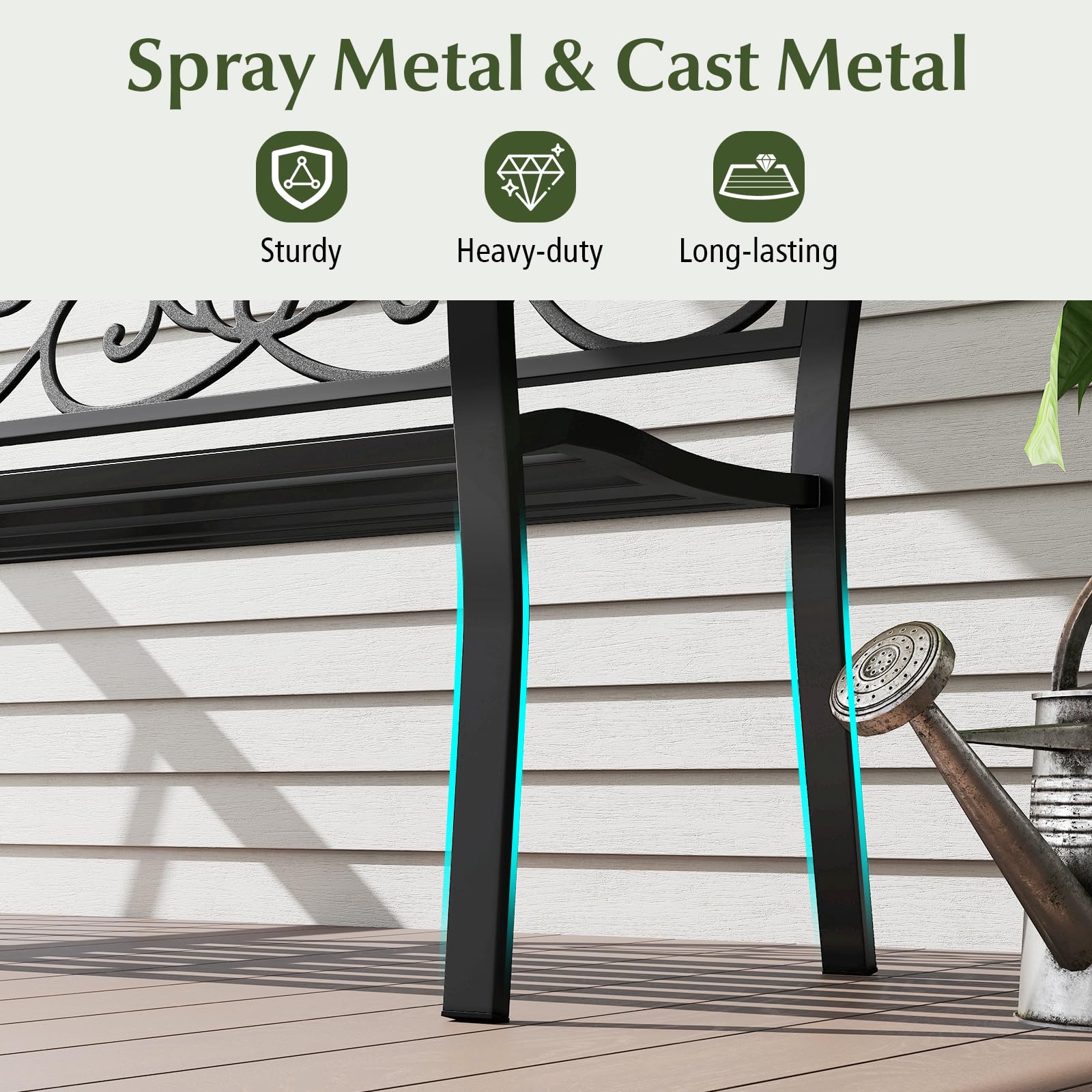 Giantex 50 Inches Outdoor Bench with Floral Pattern