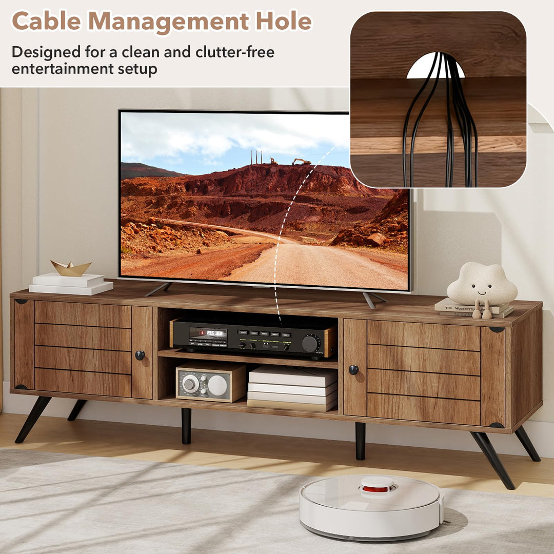 Giantex 2-Door TV Stand for TVs up to 65 Inch with Open Shelves