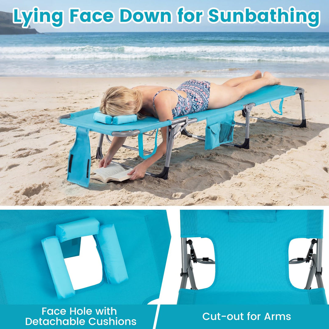 Giantex Tanning Chair with Face Arm Holes Folding Chair
