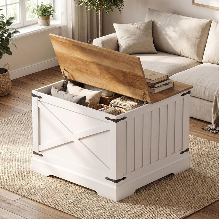 Giantex 31.5" Square Wood Center Table with Large Hidden Storage Compartment & Hinged Lift Top
