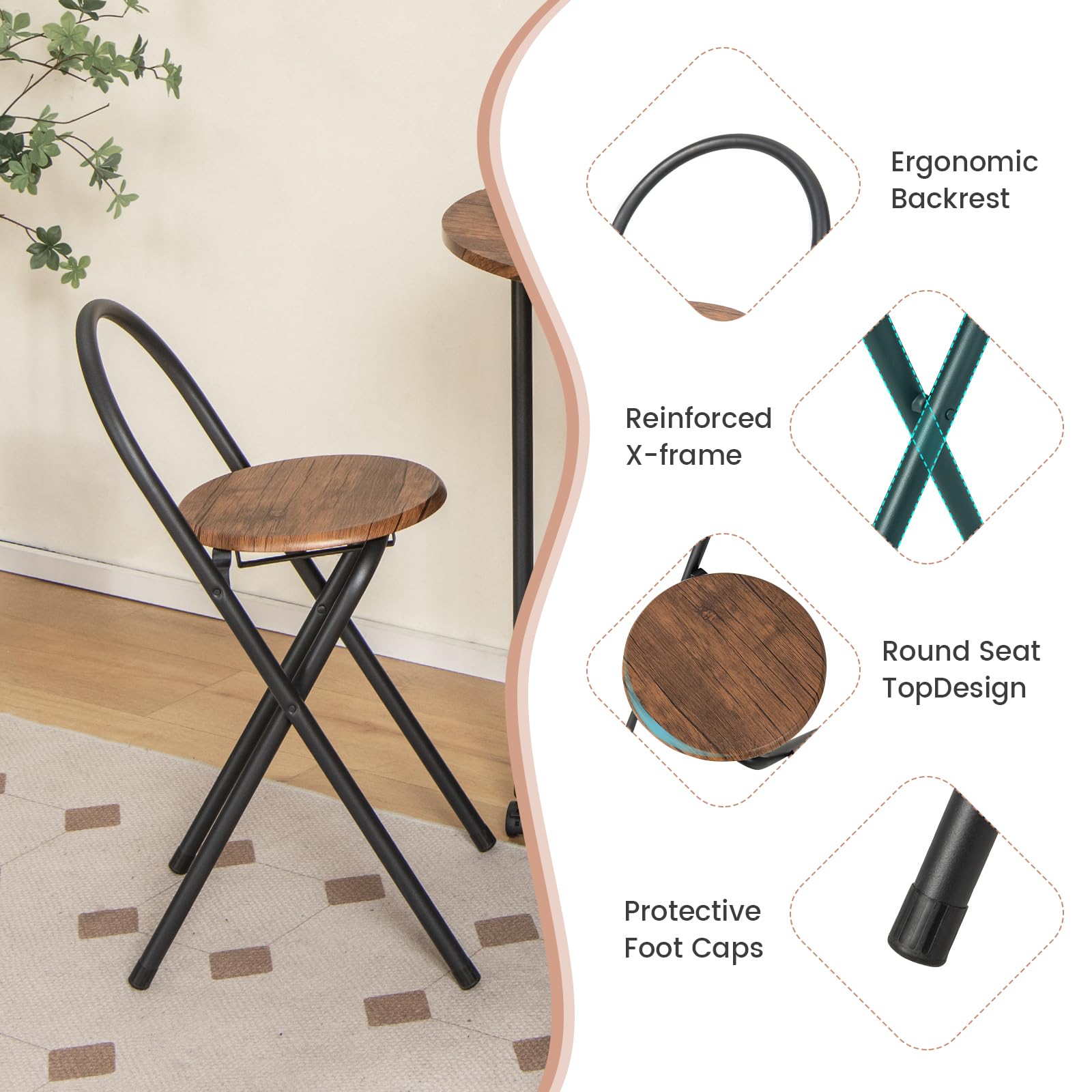 3PCS Folding Dining Table Set - Giantex