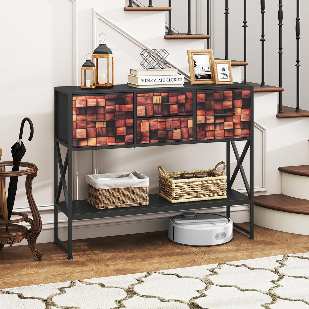 Giantex 39" Console Table with 4 Fabric Drawers