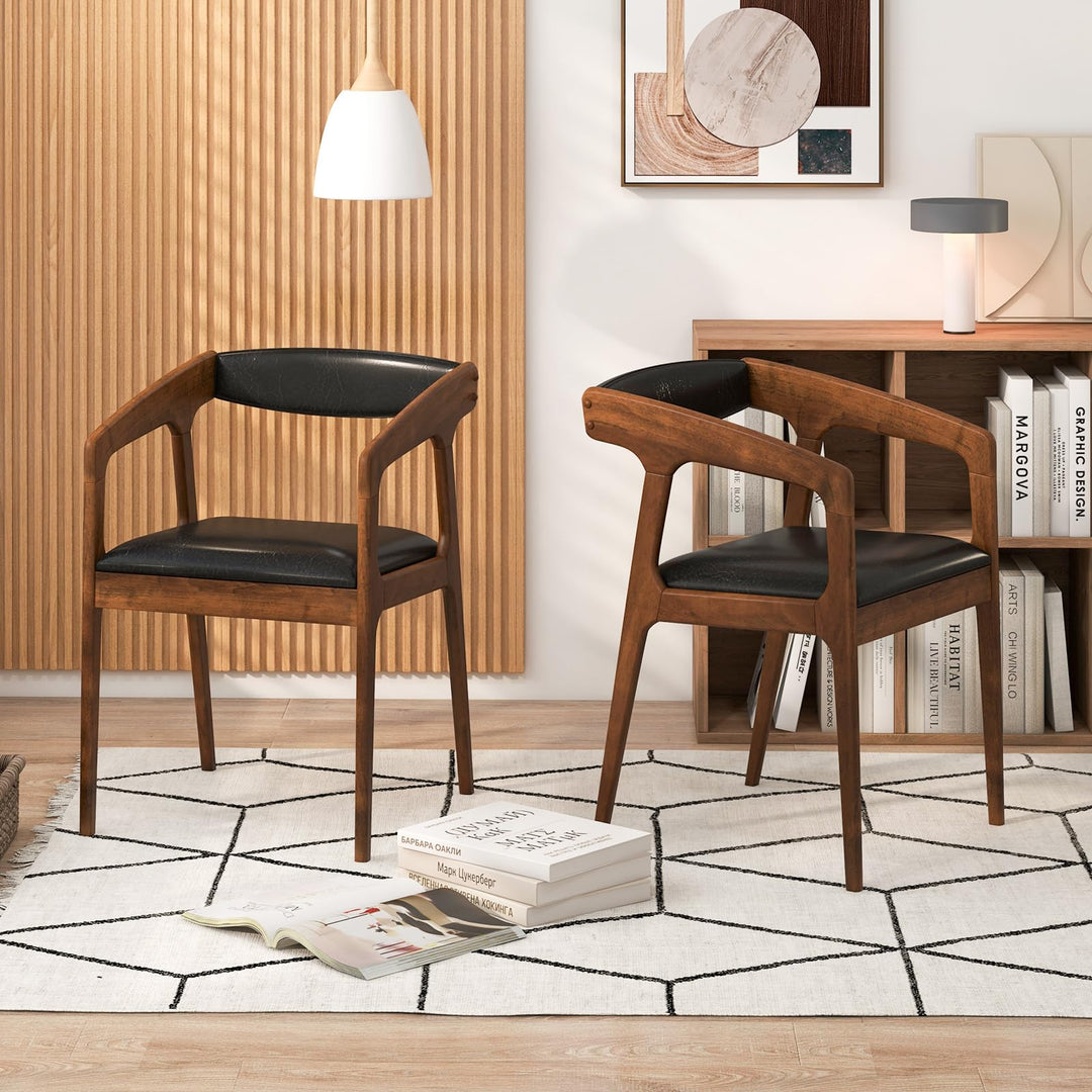 Giantex Modern Accent Chair - PU Leather Upholstered Armchairs w/Cozy Backrest & Padded Seat Cushion
