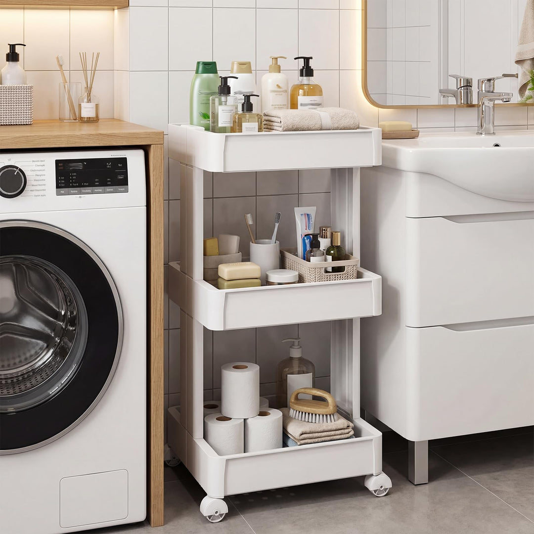 Giantex 3-Tier Rolling Storage Cart w/Shelving Unit for Kitchen