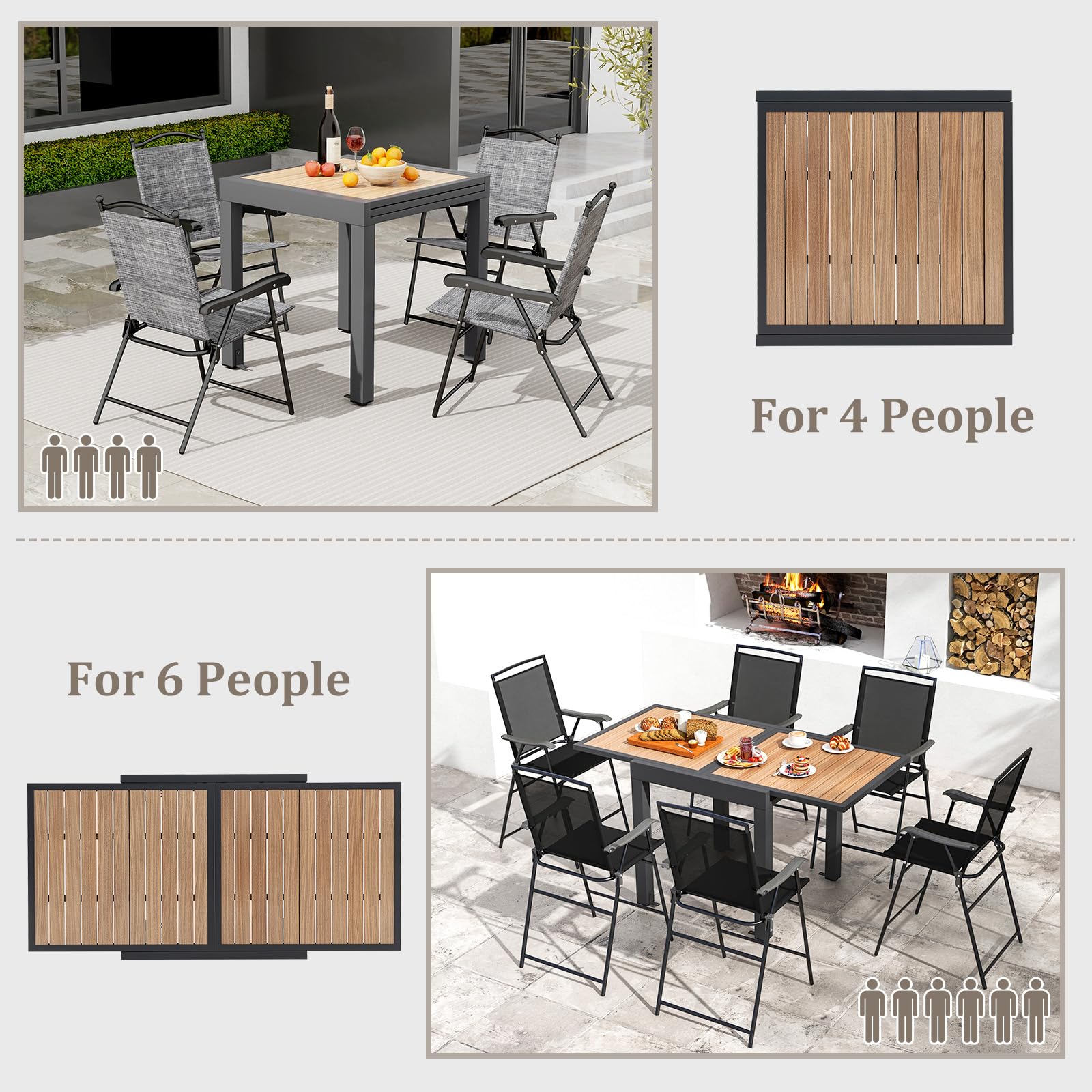 Giantex 31.5"-63" Expandable Patio Dining Table