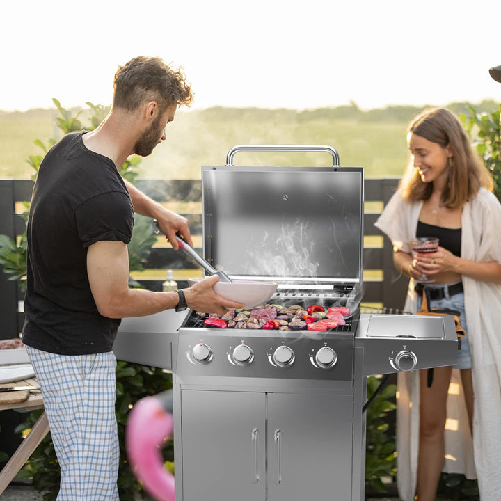 Giantex Propane Gas Grill with 4 Main Burners and Side Burner, total 50,000 BTU