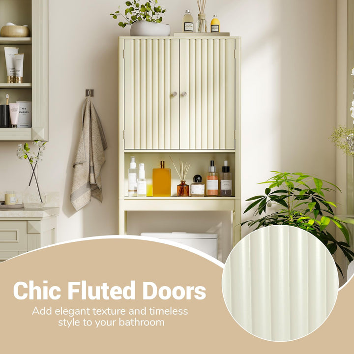 Giantex Over The Toilet Storage Cabinet with Fluted Doors