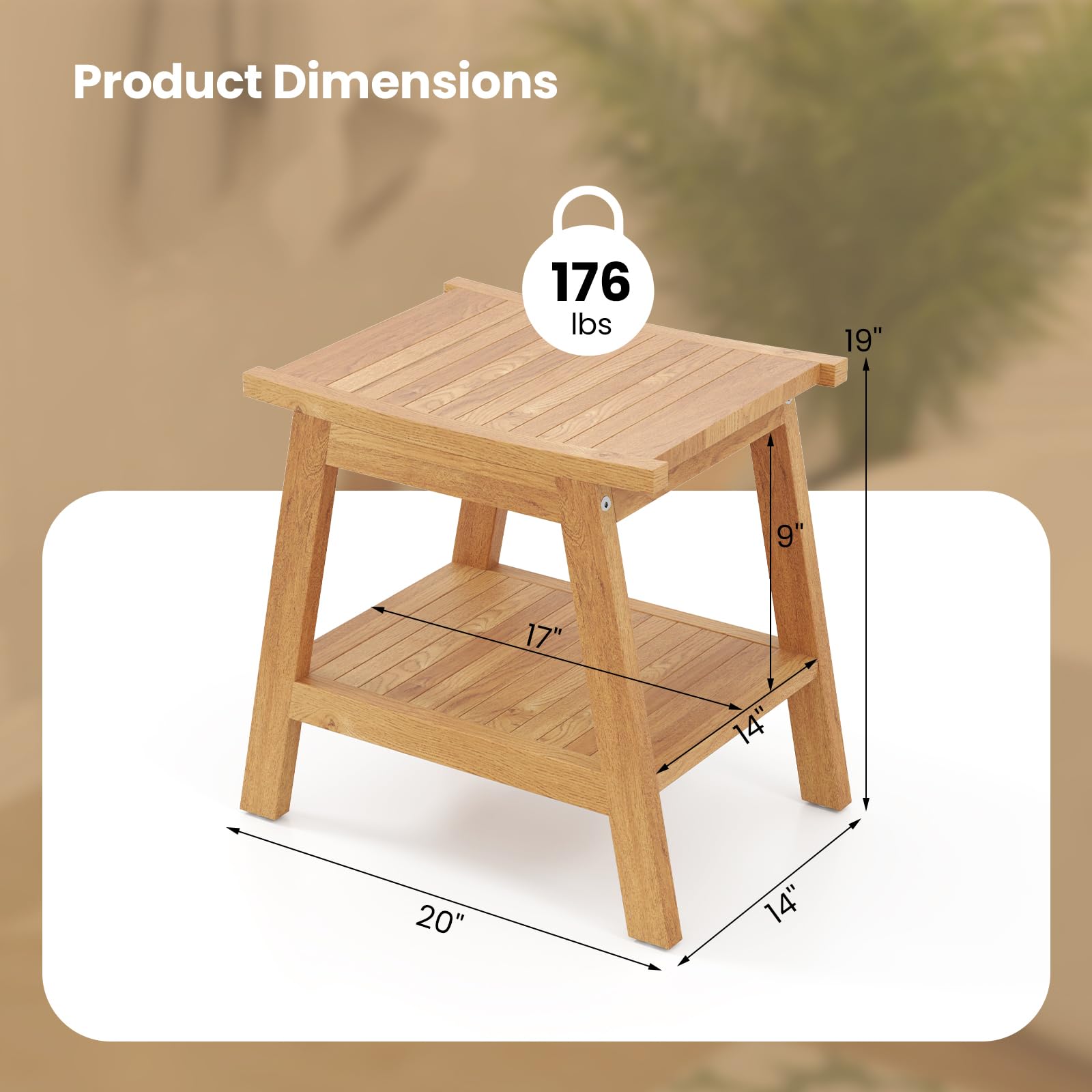 Giantex Teak Shower Bench with Shelf