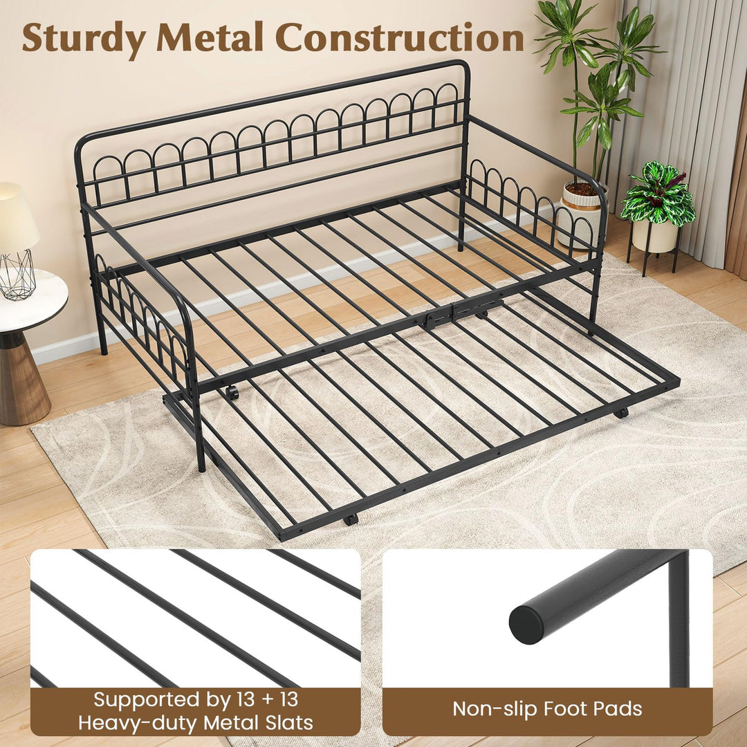 Giantex Twin Daybed with Trundle with Heavy-Duty Metal Slats